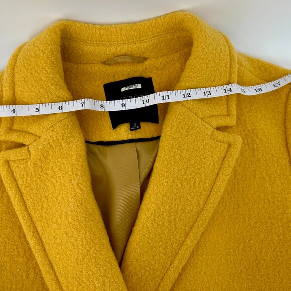 Talbots Mustard Yellow Wool Coat Size 16 - Double Breasted Blazer Coat - Picture 9 of 12